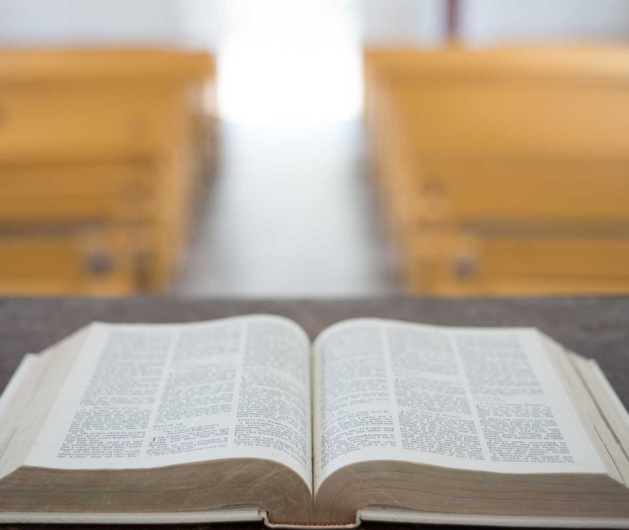 Pulpit with open Bible